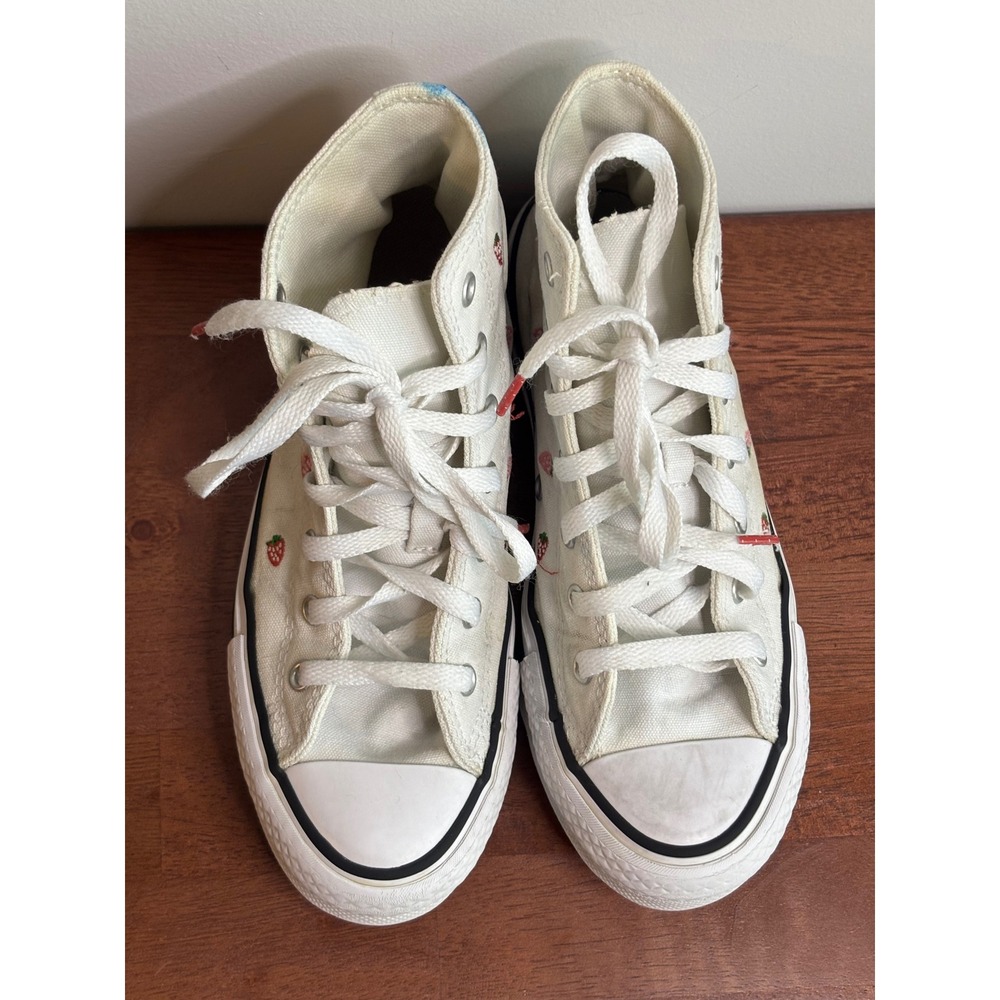 Converse White Strawberry High Top Sneakers Kids Size 4